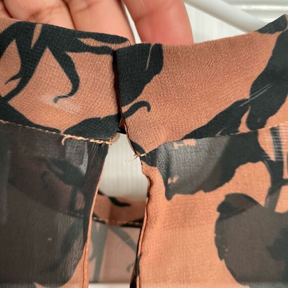 Hutch Womens Myla Top S Brown Floral Sheer Whimsigoth Long Sleeve Mockneck - Picture 11 of 12